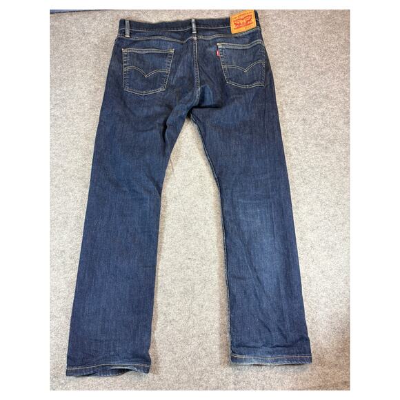 Levis 513 Denim Slim Straight Jeans Mens 35x30 Blue Dark Wash Red Tab Faded - Picture 8 of 9